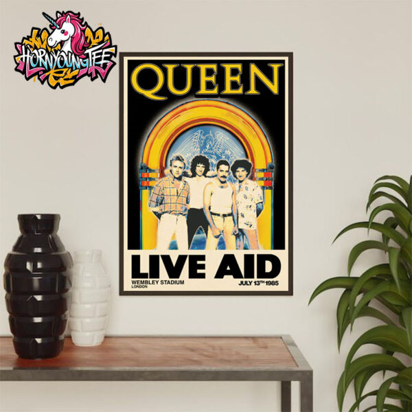 Queen Band Poster Celebrates Queen At Live Aid At Wembley Stadium London On July 13 1985 Poster Home Decor Canvas