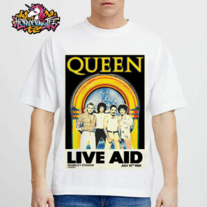 Queen Band Poster Celebrates Queen At Live Aid At Wembley Stadium London On July 13 1985 Unisex T-Shirt